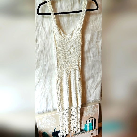 Handmade Boho Summer Cream Crochet Dress - Picture 4 of 6